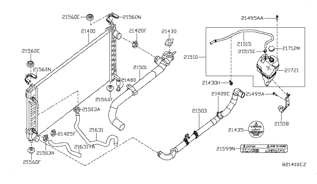 2017 Nissan Altima  Mounting Rubber-Radiator, Lower Diagram for 215074RA0B