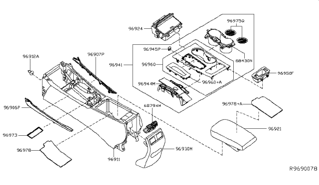 2018 Nissan Altima Mat Console Pocket Diagram for 969733TA0A
