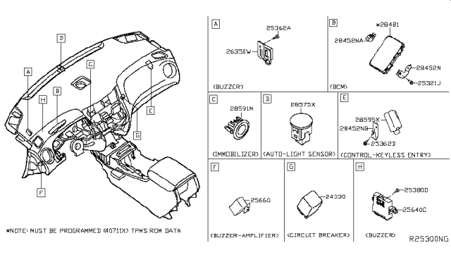 2017 Nissan Titan Buzzer Assy-Entry Card Diagram for 25640EZ70A