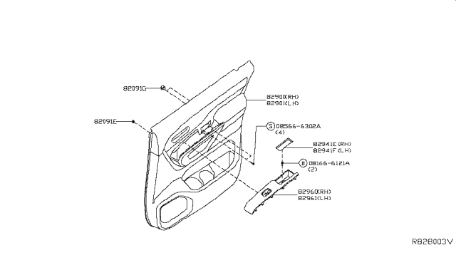 2019 Nissan Titan Finisher-Power Window Switch, Rear LH Diagram for 829619FT0A