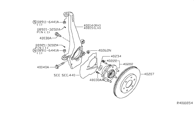 2018 Nissan Titan Cap-Hub Front Wheel Diagram for 402347S000