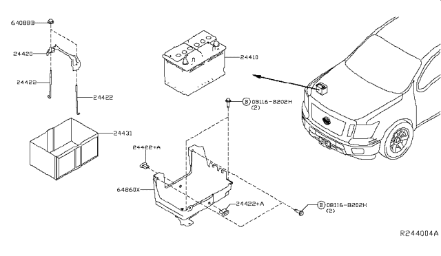 2018 Nissan Titan  Bracket-Battery Diagram for 648607S000
