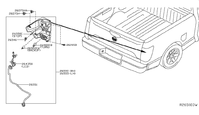 2017 Nissan Titan  Combination Lamp Assy-Rear, LH Diagram for 26555EZ21D