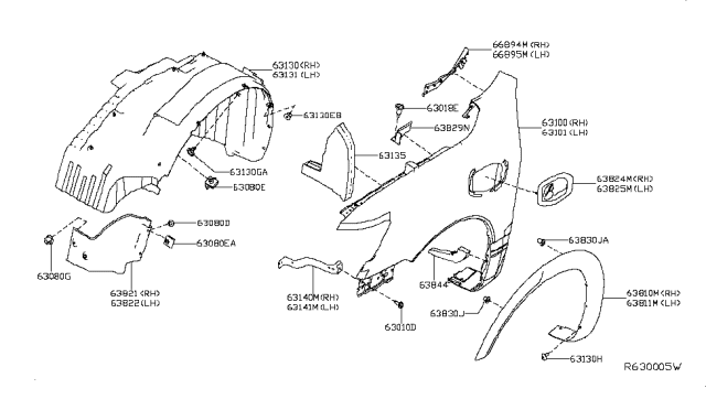2018 Nissan Titan  Cover-Front Fender, LH Diagram for 66895EZ00A