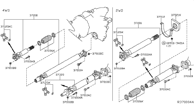 2018 Nissan Titan Bolt-Fix PROPELLER Shaft Diagram for 37120JD01A