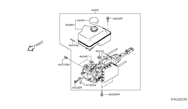 2018 Nissan Titan  Cylinder Brake Master Diagram for 460109FF7C