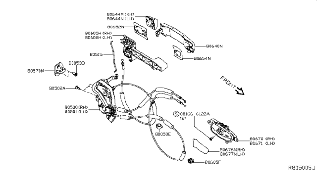 2019 Nissan Titan  Front Left Door Lock Actuator Diagram for 80501EZ00C