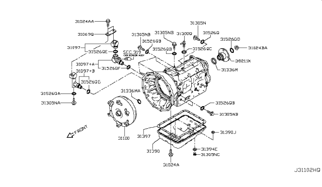 2017 Nissan Titan  Seal Oil Rear Extension Diagram for 31375EZ00B