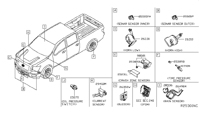 2016 Nissan Titan Horn Assy-Electric High Diagram for 25610EZ00A