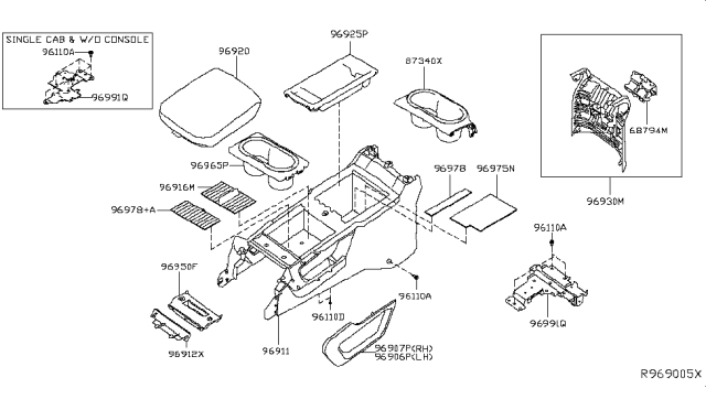 2017 Nissan Titan  Mat-Console Diagram for 96977EZ10A