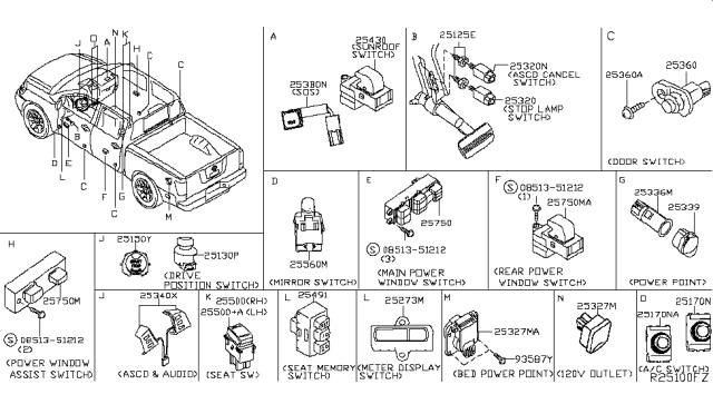 2017 Nissan Titan  Outlet-120V Diagram for 253271PA0A