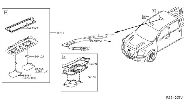 2019 Nissan Titan  Lamp Assembly Map Diagram for 264309FT3C