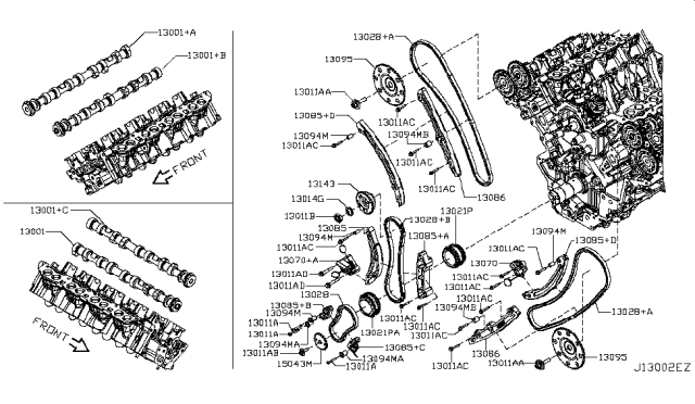 2016 Nissan Titan  Camshaft Assy Diagram for 13001EZ40C
