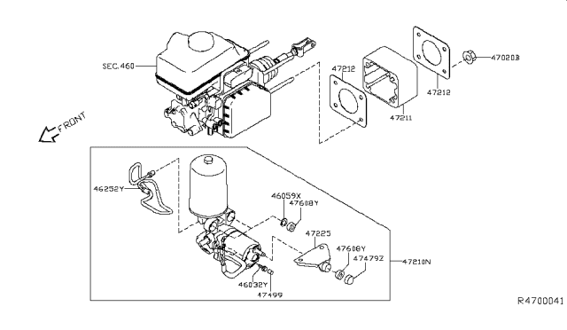 2017 Nissan Titan Bracket-Reservoir Tank Connector Diagram for 472251LA0A