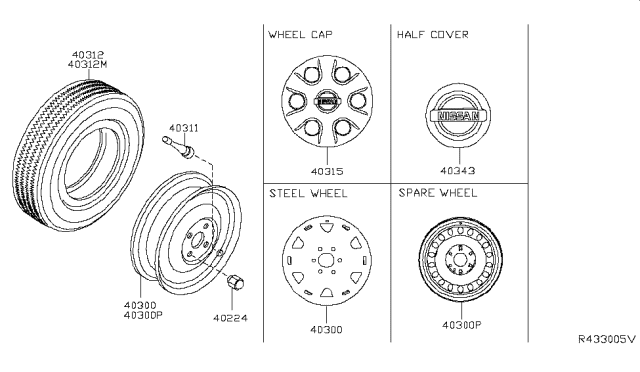 2019 Nissan Titan  Wheel-Aluminum Diagram for 403009FS0A