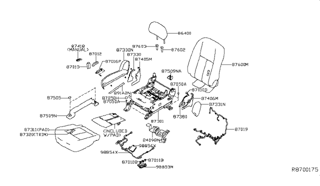 2016 Nissan Titan Cover-Seat Slide Diagram for 87507EZ00A