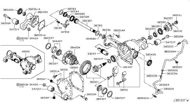 2017 Nissan Titan  Nut Pinion Diagram for 38216EZ20B