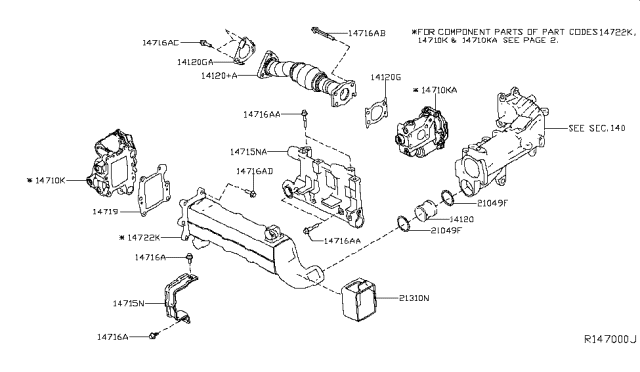 2017 Nissan Titan  Bracket-EGR Cooler Diagram for 14715EZ40A