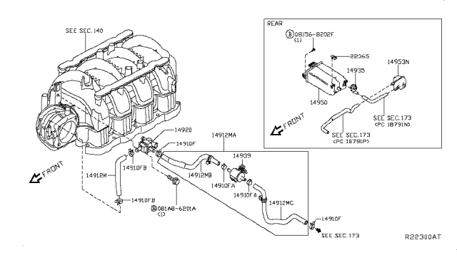 2019 Nissan Titan  Hose-Fuel Evaporation Control Diagram for 14912EZ35A