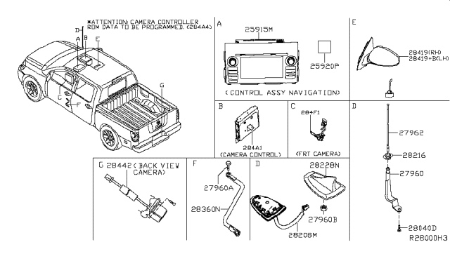 2016 Nissan Titan  Antenna Assy-Roof Diagram for 282089BL0B