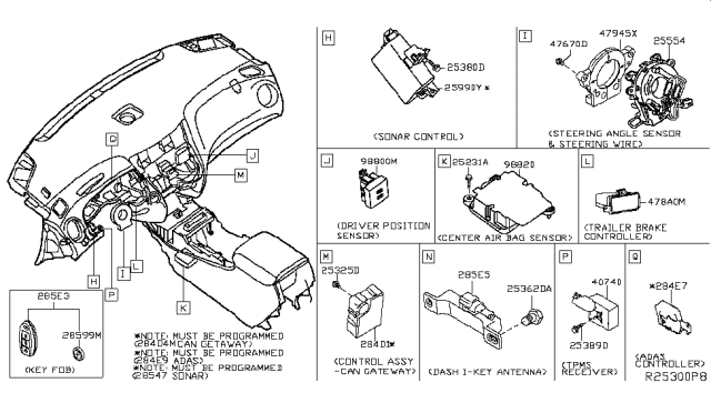 2016 Nissan Titan Sensor Assembly-Steering Angle Diagram for 479455AA1A
