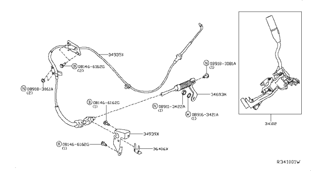 2017 Nissan Titan  Transmission Control Device Assembly Diagram for 34101EZ50B