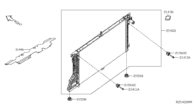 2016 Nissan Titan  Radiator Assy Diagram for 21410EZ30A