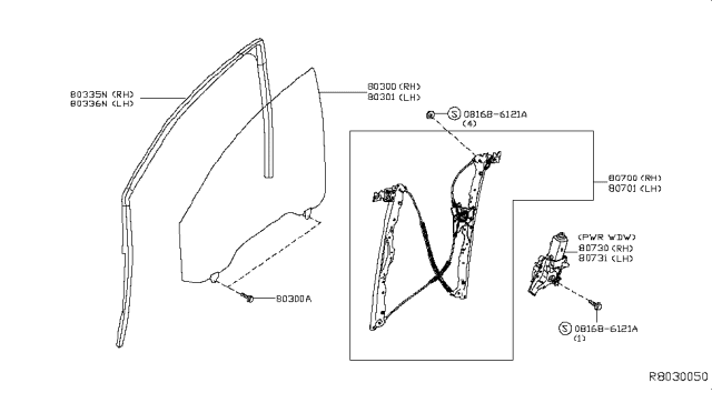 2019 Nissan Titan Glass Run Rubber-Front Door, RH Diagram for 80330EZ01A