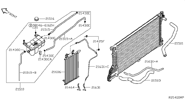 2017 Nissan Titan  Hose-Radiator, Lower Diagram for 21503EZ30B