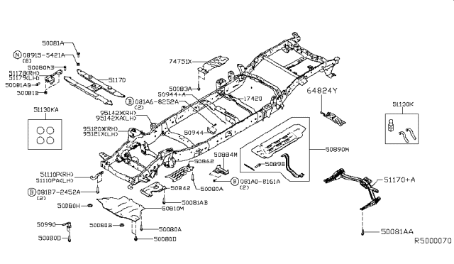2019 Nissan Titan  Bracket-Cab Mounting, 4TH RH Diagram for K5143EZ0CA