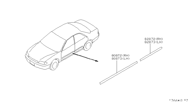 1998 Nissan Altima Side MOULDING-Door Diagram for 808710Z611