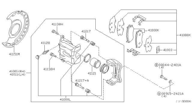 2001 Nissan Altima  Hardware Kit-Front Disc Brake Pad Diagram for 410804Z325