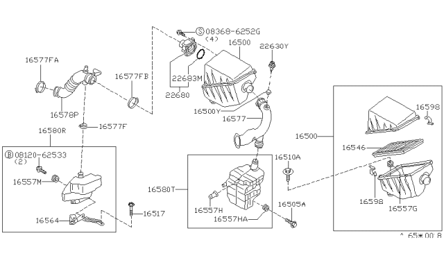 1998 Nissan Altima Mass Air Flow Sensor Maf Module Unit Diagram for 226809E000