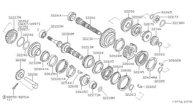 1998 Nissan Altima Hub-Synchronizer, 1ST & 2ND Diagram for 3260179E10