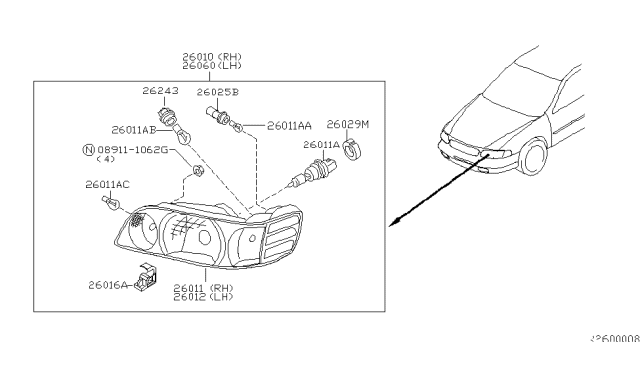 2001 Nissan Altima  Clip Diagram for 263984M400