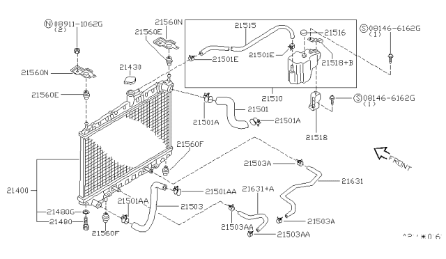 1998 Nissan Altima Hose-Top Diagram for 215010Z000