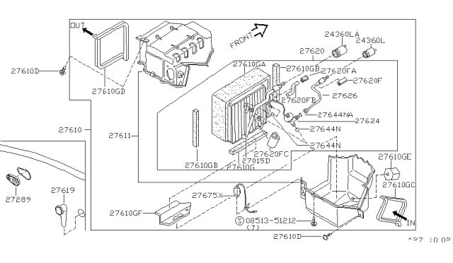 1998 Nissan Altima  Evaporator Assy-Cooler Diagram for 272809E000