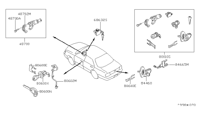 2000 Nissan Altima Lock Set-Steering Diagram for D87000Z800