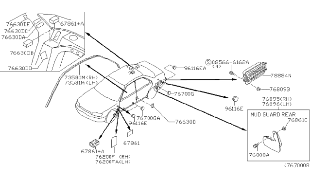 2001 Nissan Altima  URETHANE Pad Diagram for 7688471L01