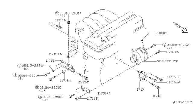 1999 Nissan Altima Bolt Diagram for 119169E010
