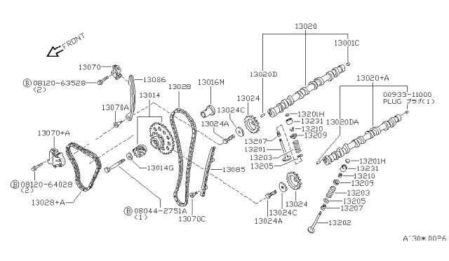 2000 Nissan Altima  Shaft-Idler Gear Diagram for 130169E000