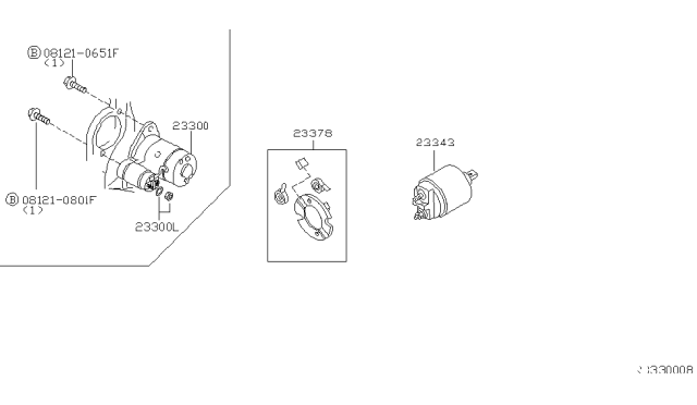 2001 Nissan Altima  Motor Assy-Starter Diagram for 233009E011