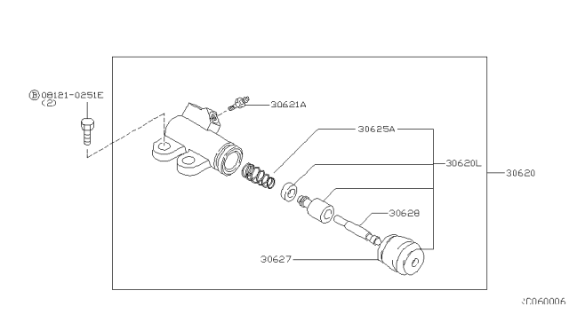 2000 Nissan Altima Cylinder Assy-Clutch Operating Diagram for 306200Z800