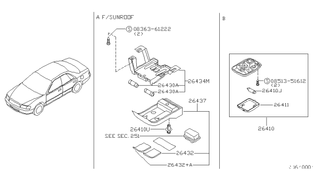1999 Nissan Altima  Clip-Trim Diagram for 015530058U