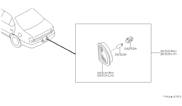 1999 Nissan Altima Lamp Assembly-Licence, LH Diagram for 265150E700
