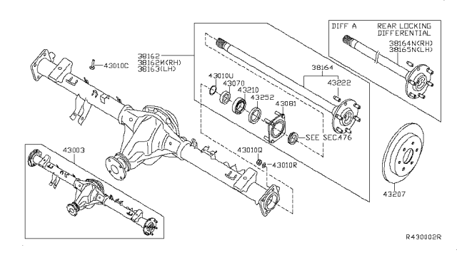 2005 Nissan Titan  Rear Axle Assembly, W/PARKING Brake & AXLES Diagram for 430037S26A