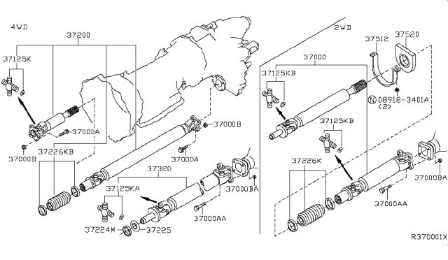 2015 Nissan Titan PROPELLER Shaft Diagram for 37200ZZ70A