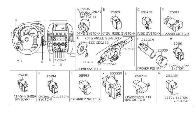 2013 Nissan Titan Switch Assy-Wiper Diagram for 25260EM30E
