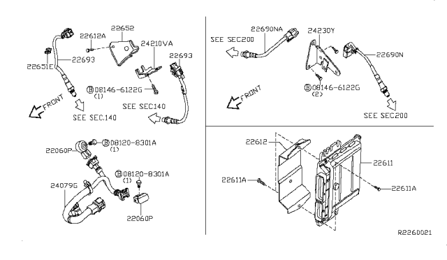 2007 Nissan Titan  Engine Control Module Diagram for 23710ZJ00B