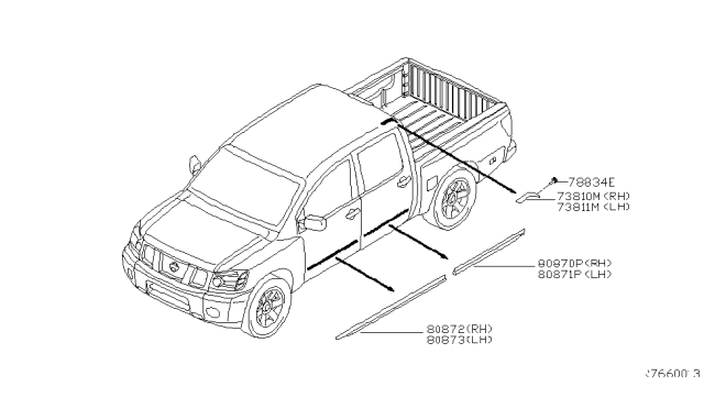 2013 Nissan Titan  Moulding-Roof Drip, RH Diagram for 73852ZH30A